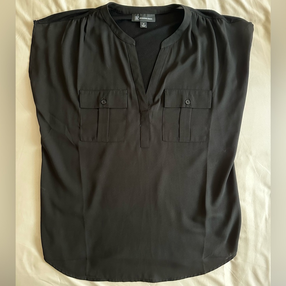 INC - Black short sleeve blouse - Size Medium